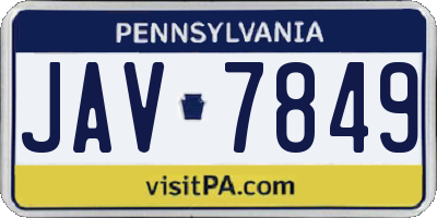 PA license plate JAV7849