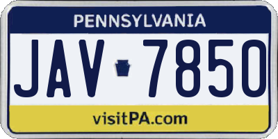 PA license plate JAV7850