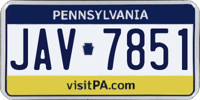 PA license plate JAV7851