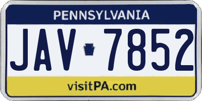 PA license plate JAV7852