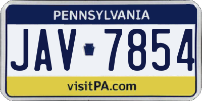 PA license plate JAV7854