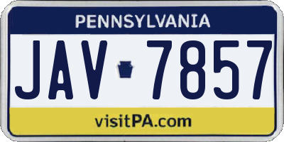 PA license plate JAV7857