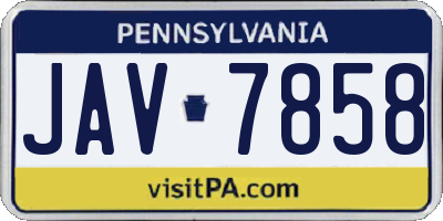 PA license plate JAV7858