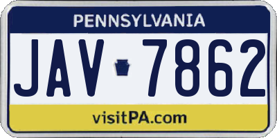 PA license plate JAV7862