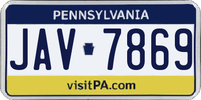 PA license plate JAV7869