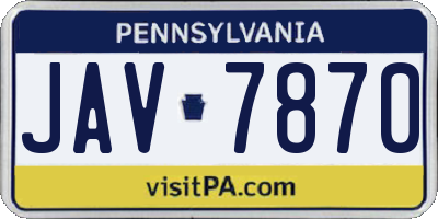 PA license plate JAV7870