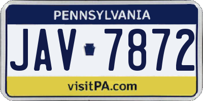 PA license plate JAV7872