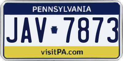 PA license plate JAV7873