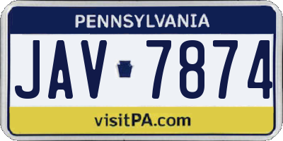 PA license plate JAV7874