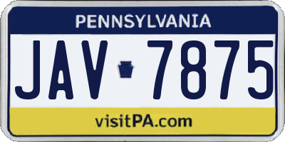 PA license plate JAV7875