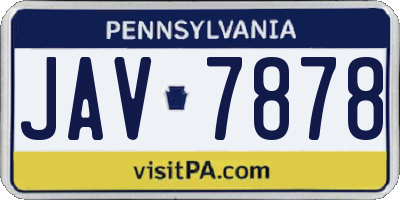 PA license plate JAV7878