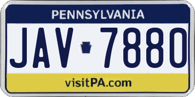 PA license plate JAV7880