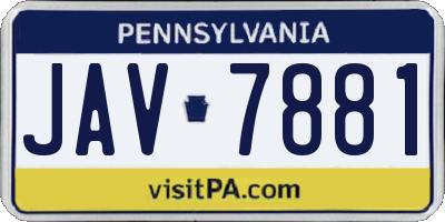 PA license plate JAV7881