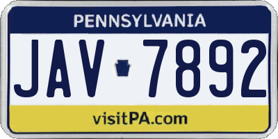 PA license plate JAV7892