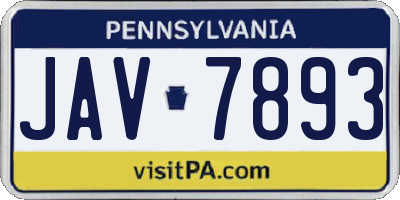 PA license plate JAV7893