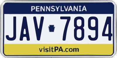 PA license plate JAV7894