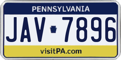 PA license plate JAV7896