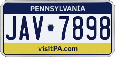 PA license plate JAV7898