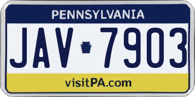 PA license plate JAV7903