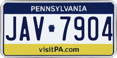 PA license plate JAV7904