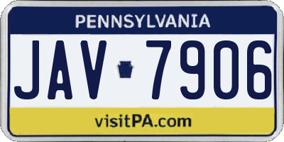 PA license plate JAV7906