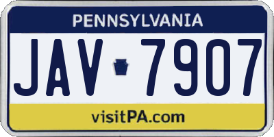 PA license plate JAV7907