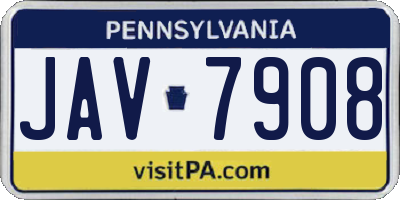 PA license plate JAV7908