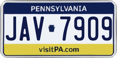 PA license plate JAV7909