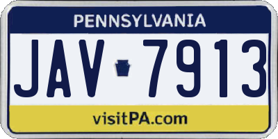 PA license plate JAV7913