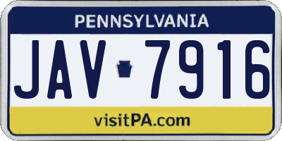 PA license plate JAV7916