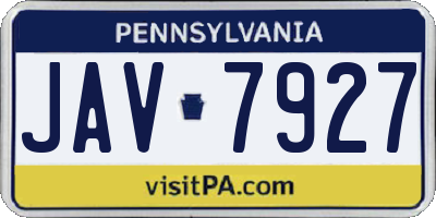 PA license plate JAV7927