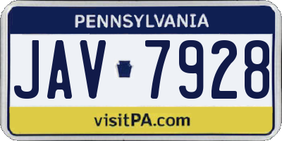 PA license plate JAV7928