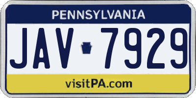 PA license plate JAV7929