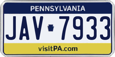 PA license plate JAV7933