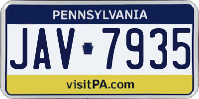 PA license plate JAV7935