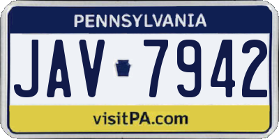 PA license plate JAV7942