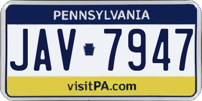 PA license plate JAV7947