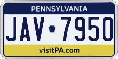 PA license plate JAV7950