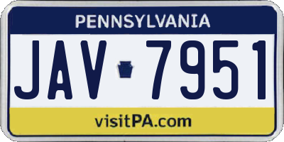 PA license plate JAV7951