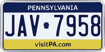 PA license plate JAV7958