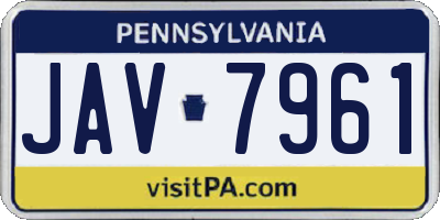 PA license plate JAV7961