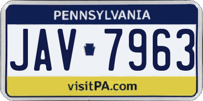 PA license plate JAV7963