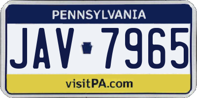 PA license plate JAV7965