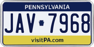 PA license plate JAV7968