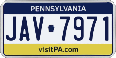 PA license plate JAV7971
