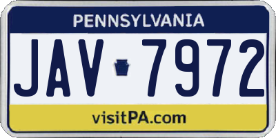 PA license plate JAV7972