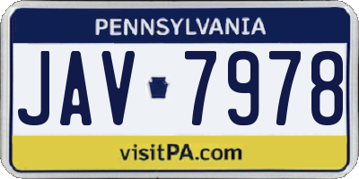 PA license plate JAV7978