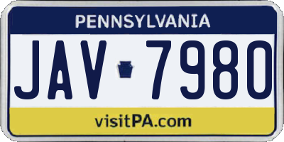 PA license plate JAV7980