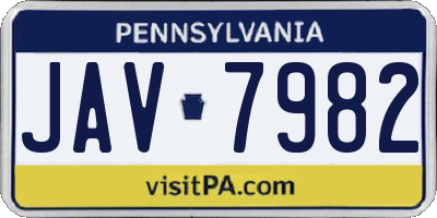 PA license plate JAV7982