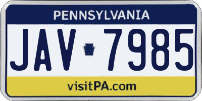 PA license plate JAV7985